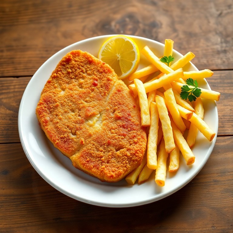 Klassisches Wiener Schnitzel mit hausgemachten Pommes Frites