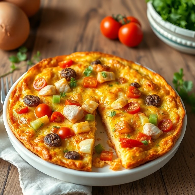 Картофельная фриттата с индейкой и овощами