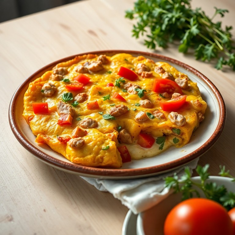Картофельная фриттата с индейкой и овощами