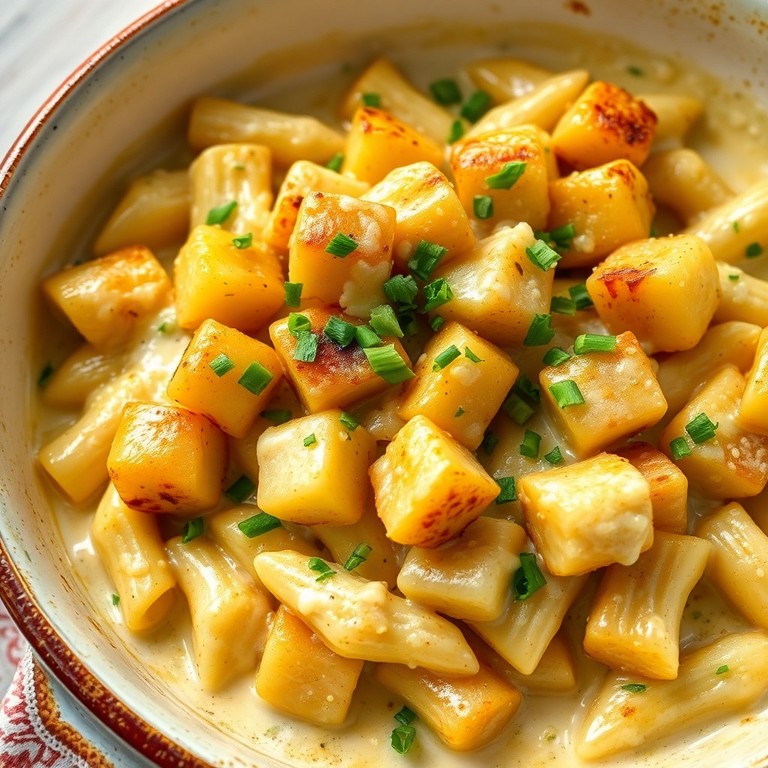 Macarrão Cremoso com Batata ao Forno