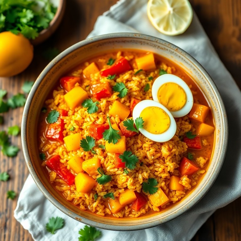 Vegetarisches Paprika-Reis-Curry im Topf