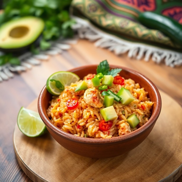 Cangrejo con arroz y aguacate en estilo mexicano