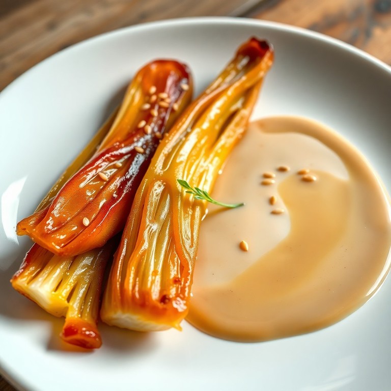 Hinojo caramelizado con salsa de sésamo