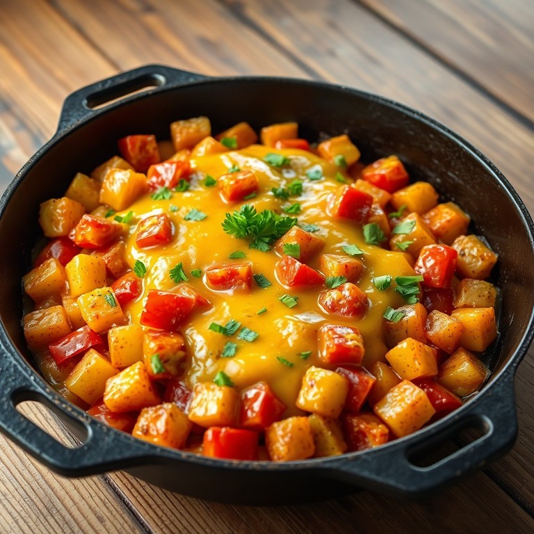 Cheesy Potato and Tomato Skillet
