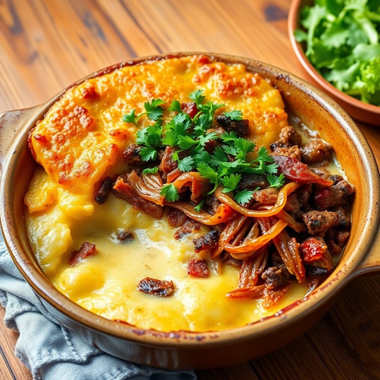 Escondidinho de Macaxeira com Carne Seca e Queijo