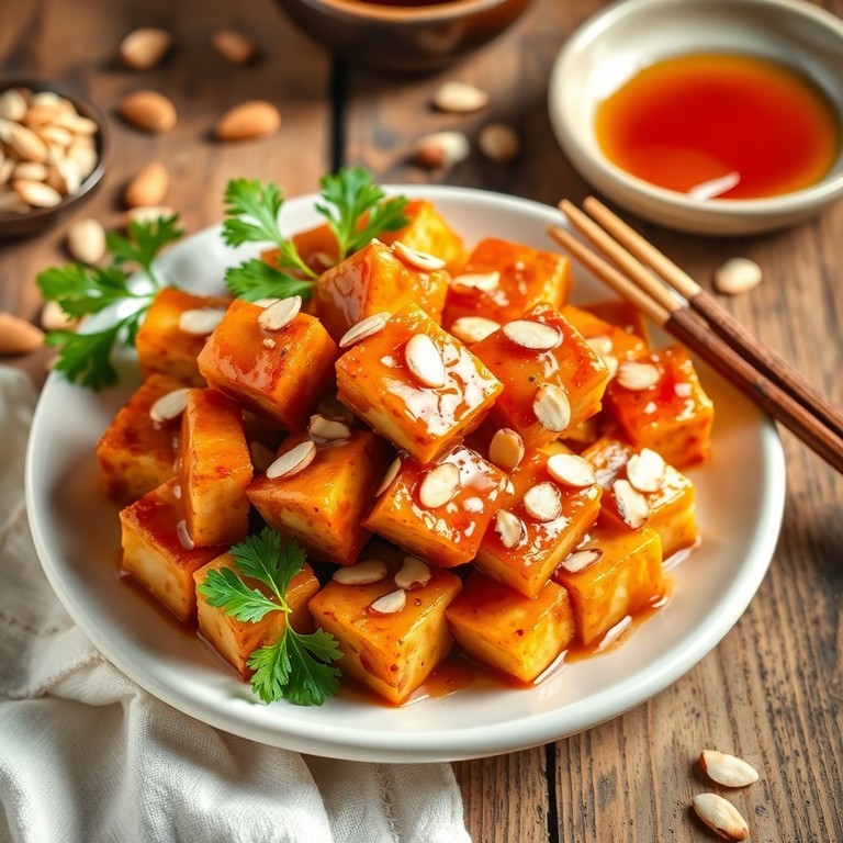 Tofu Croustillant au Miel et Amandes