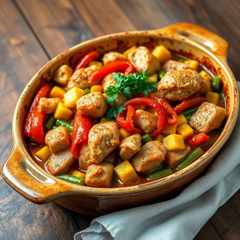 Cazuela de Pollo y Pimientos al Horno