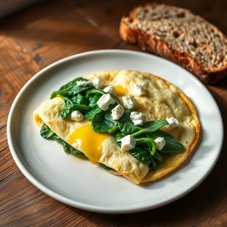 Omelette di albumi con spinaci e formaggio di capra