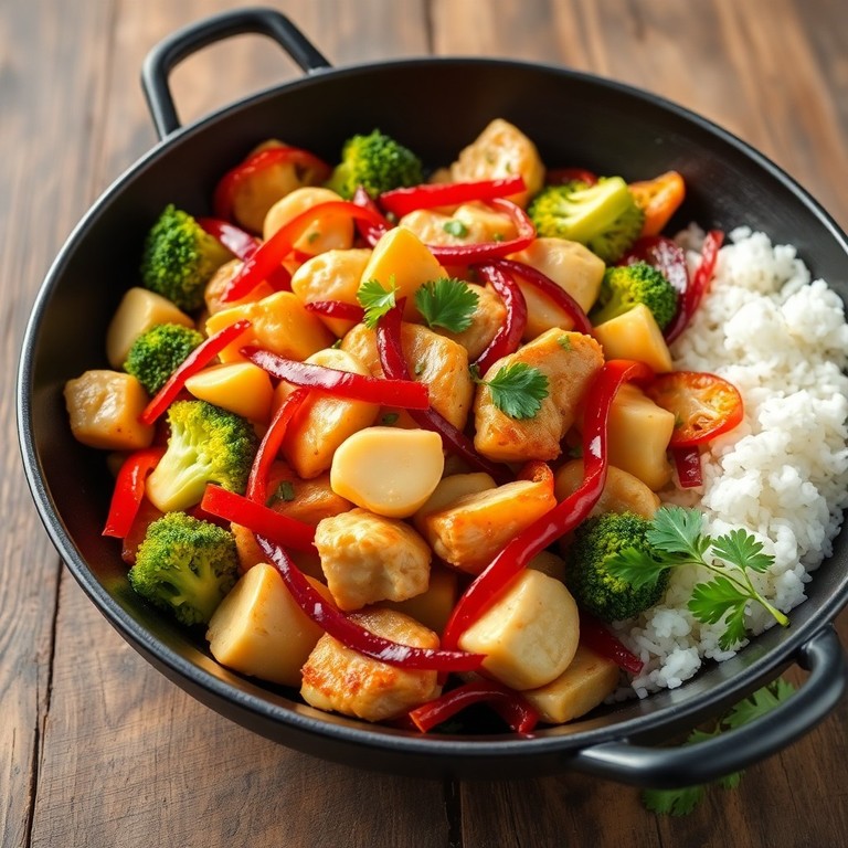 Stir-fry de Frango com Brócolis, Couve-flor e Pimenta Americana