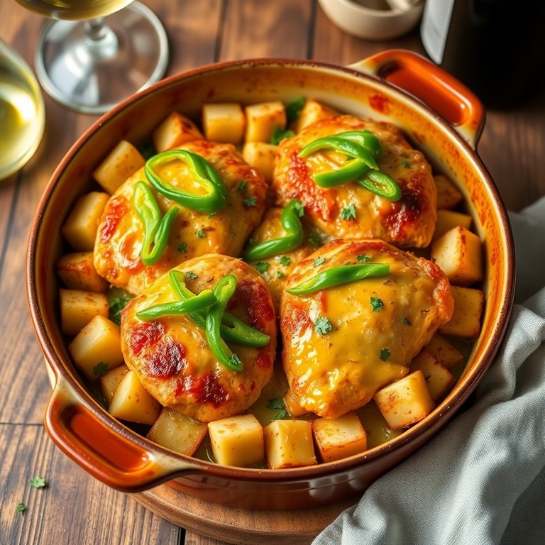 Poulet gratiné aux poivrons et fromage