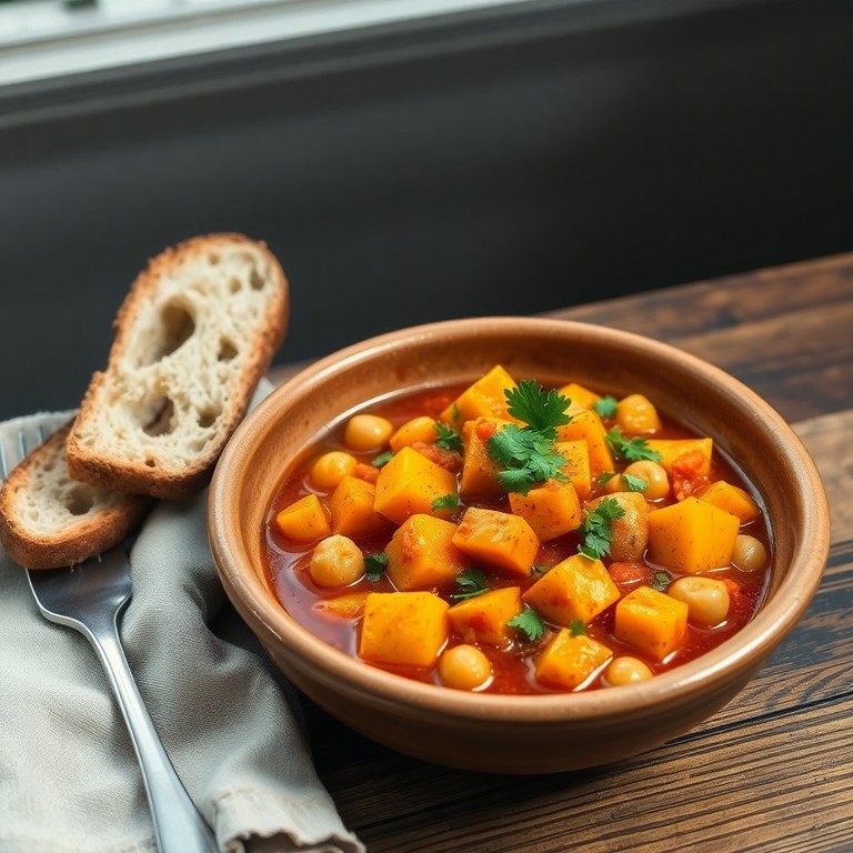 Ensopado de Abóbora com Grão-de-Bico ao Estilo Mediterrâneo
