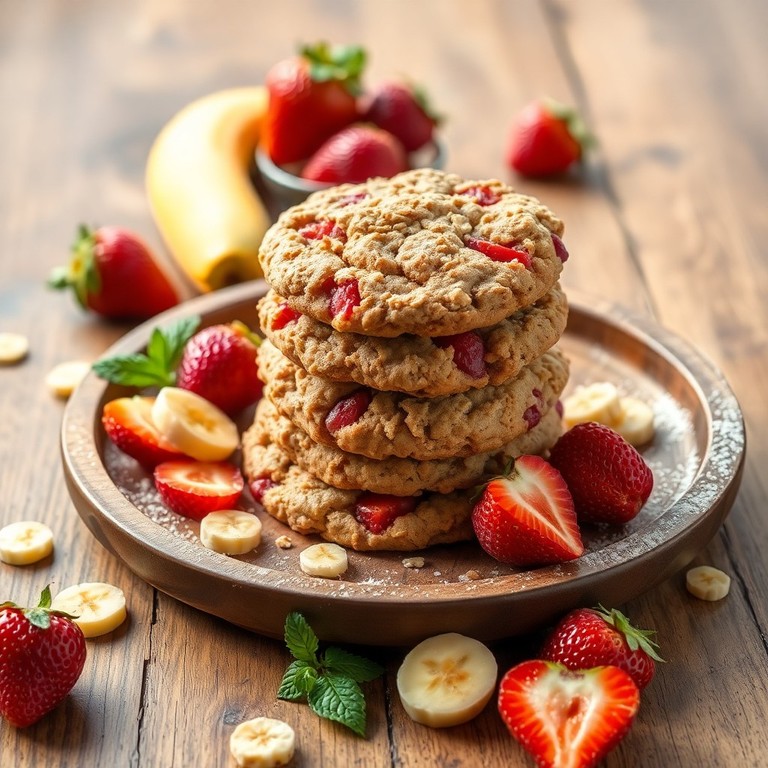 Galletas de plátano y fresa al horno