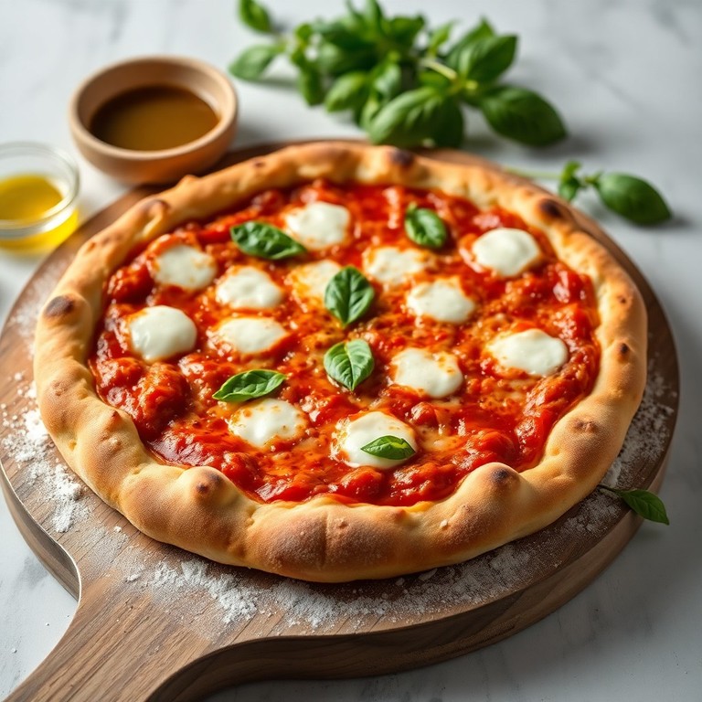 Pizza casera con masa esponjosa y fermentada