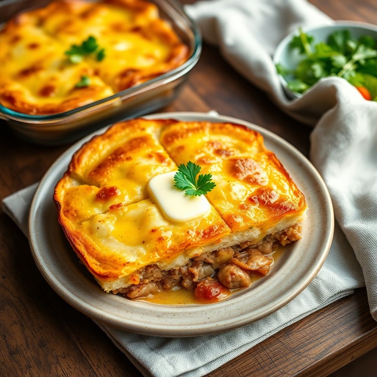 Запеканка из фарша с хлебом и яйцами
