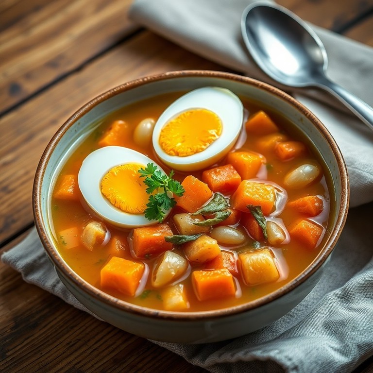 Minestrone à la française avec œuf dur