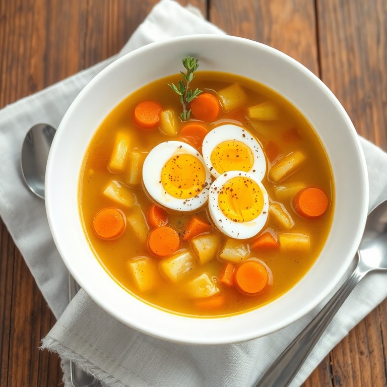Soupe paysanne aux œufs durs et poireaux
