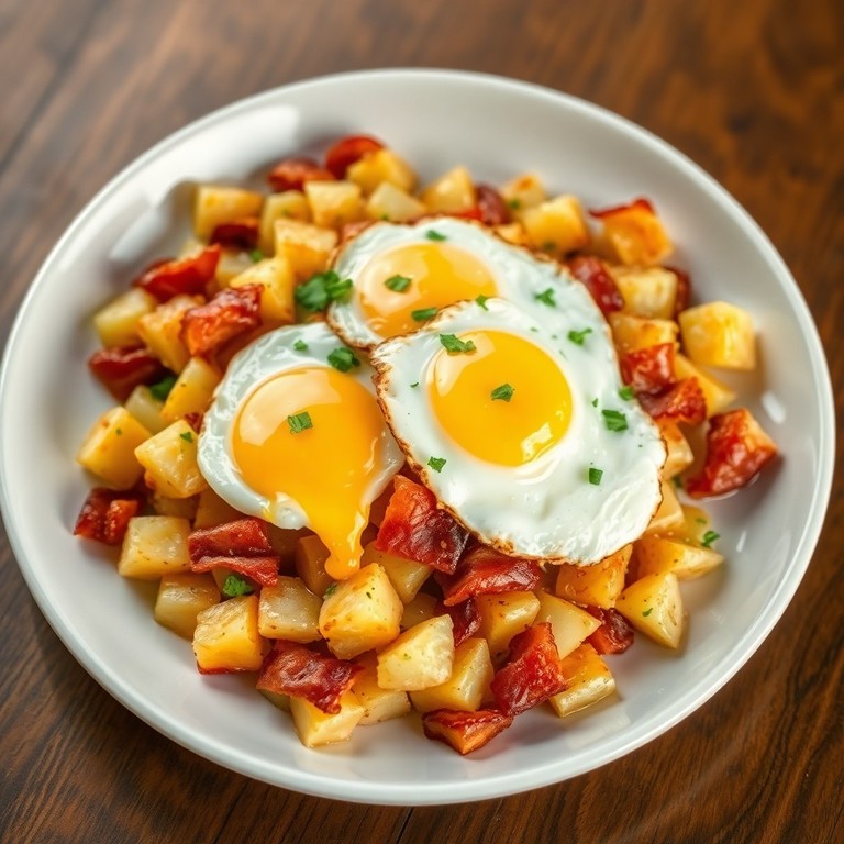 Hash de Papas, Tocino y Huevos
