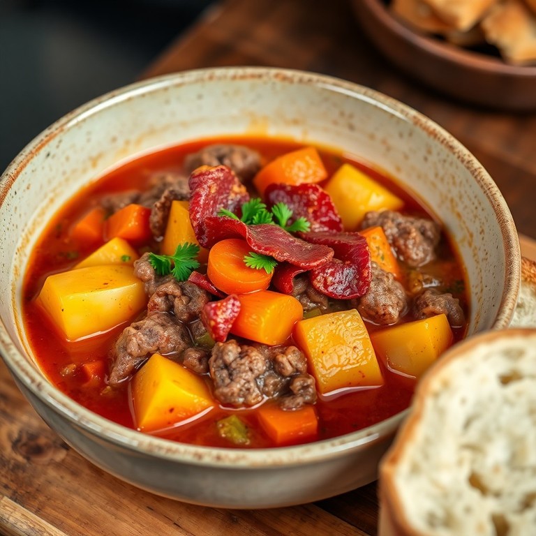Ensopado de Carne Moída com Panceta Defumada