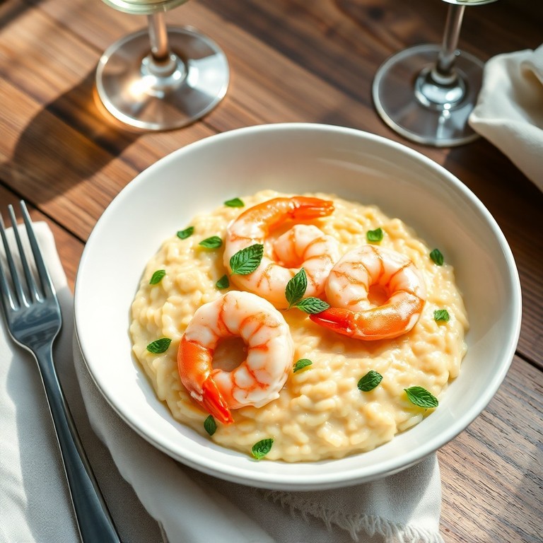 Risoto de Camarão com Hortelã