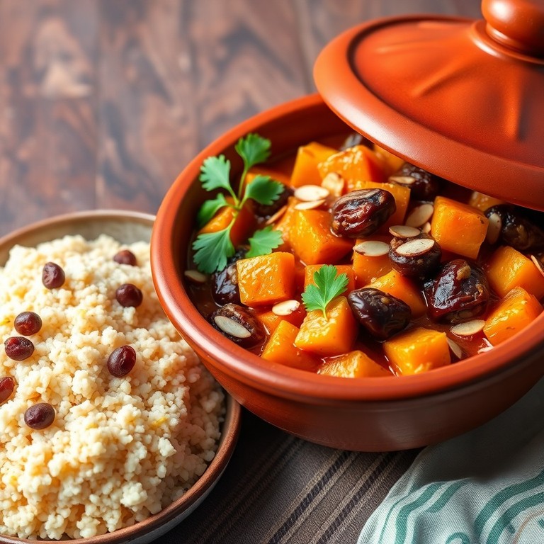 Tagine de Butternut, Dattes et Semoule aux Épices Douces