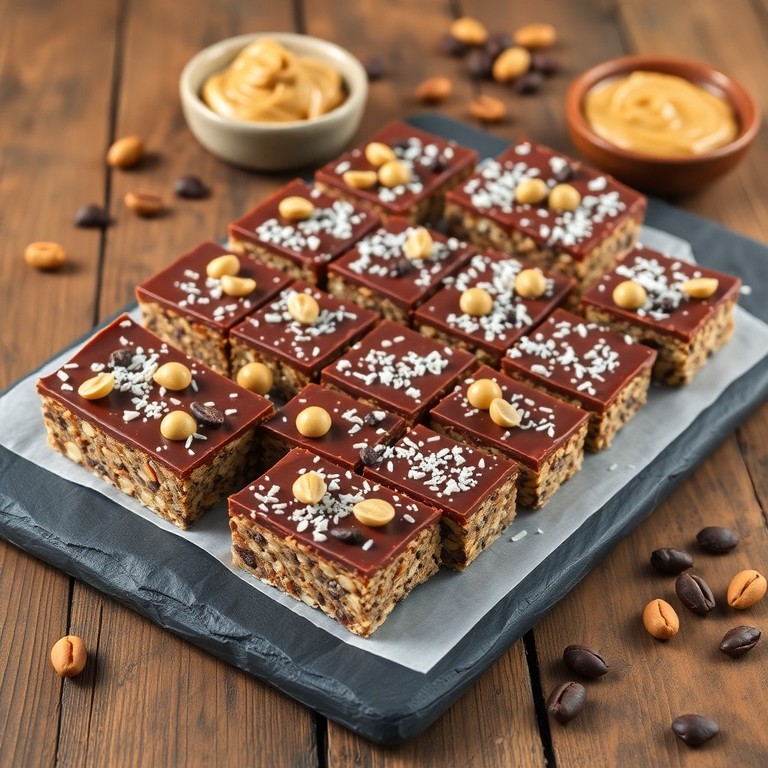 Barres croustillantes crues au chocolat et cacahuète