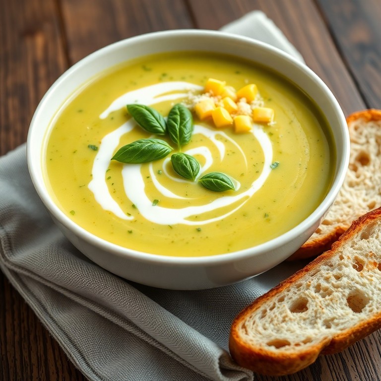 Creamy Corn and Spinach Soup with Basil