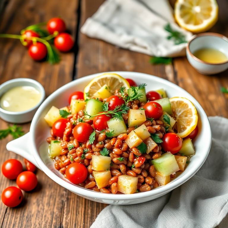 Roter Linsensalat mit Zitronen-Dill-Dressing