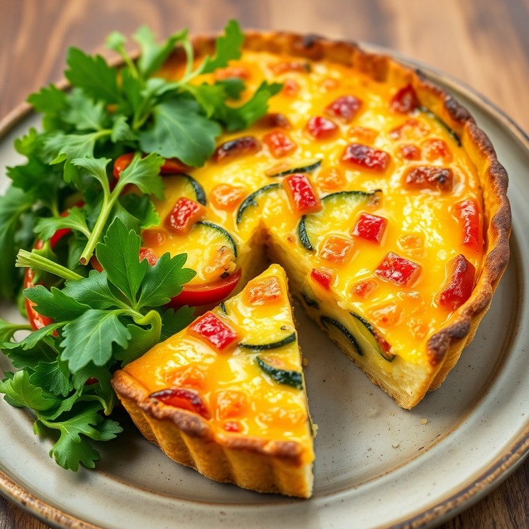 Quiche de queijo, ovos e legumes assados
