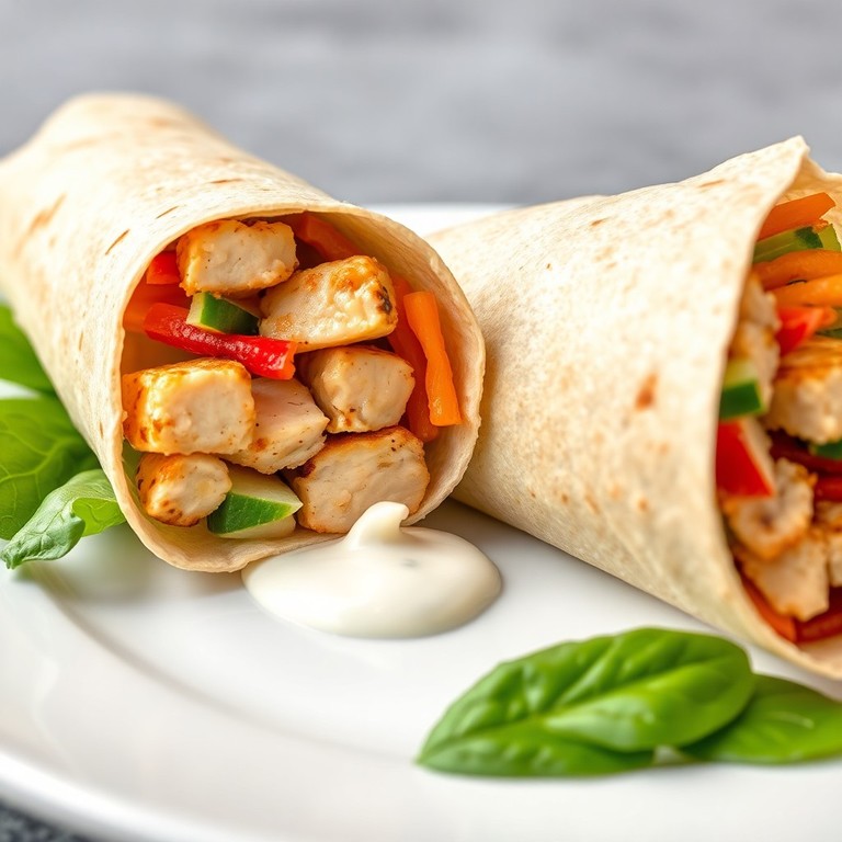 Wrap au poulet et légumes croquants