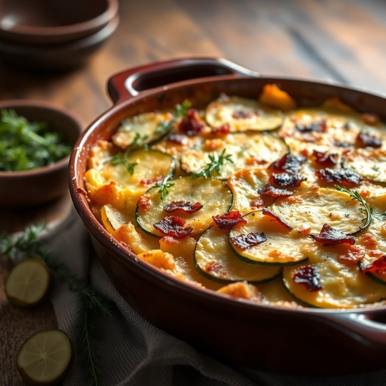 Gerookte aardappel en courgette gratin zonder melk