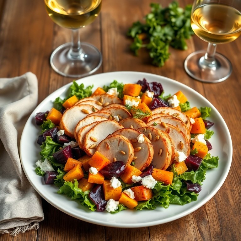 Koude Salade met Geroosterde Wortel, Pastinaak en Kipfilet