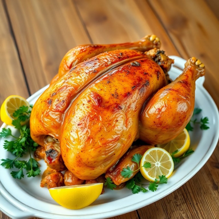 Poulet farci aux carottes et ail, rôti au four