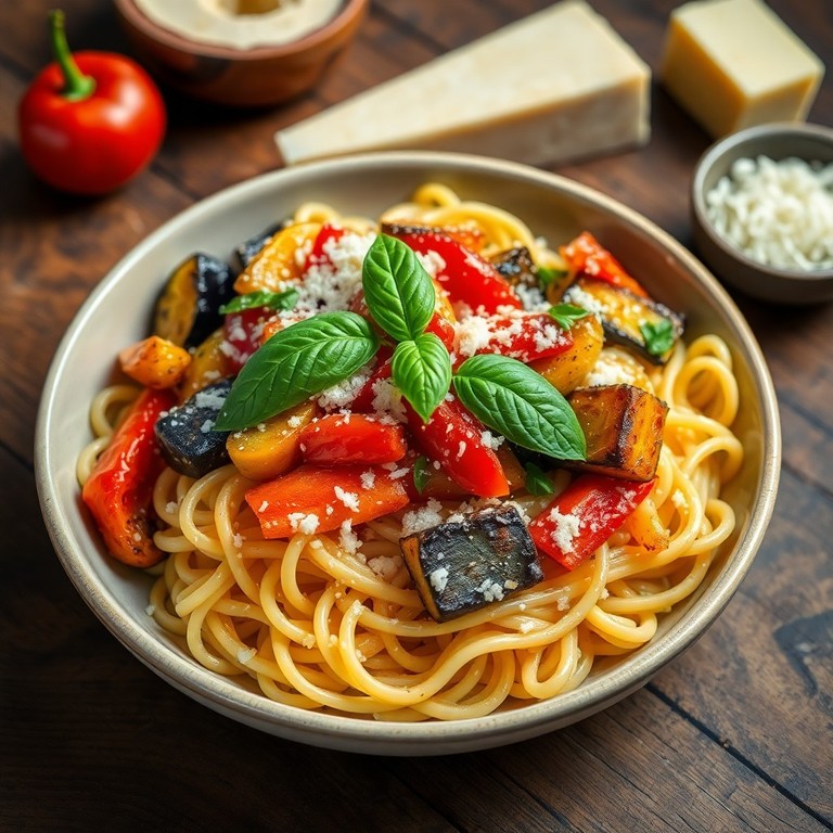 Parmesan-Pasta mit Röstgemüse