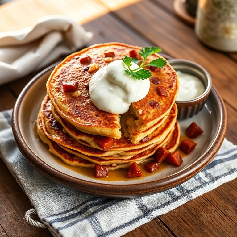 Овсяные оладьи с сосисками