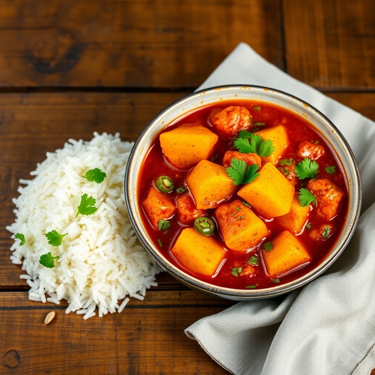 Tomato Potato Curry with Fragrant Rice