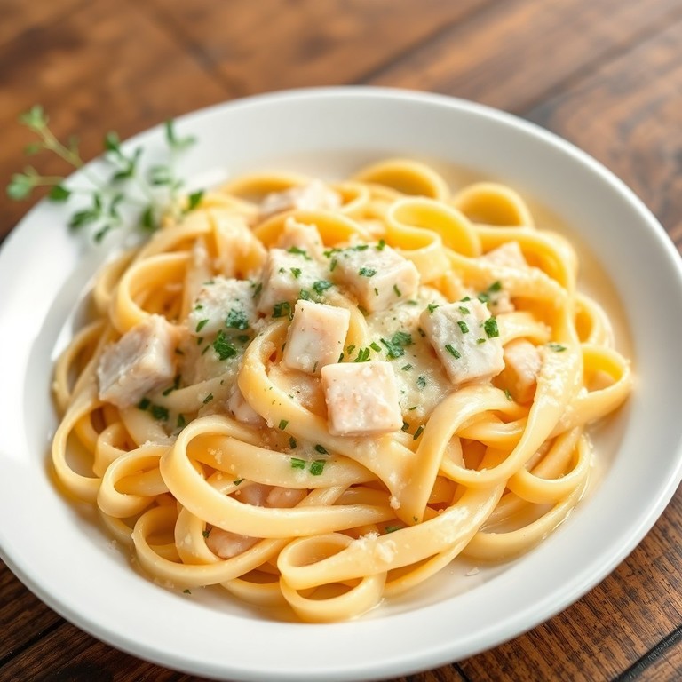 Паста с рыбным фаршем и сливочным соусом