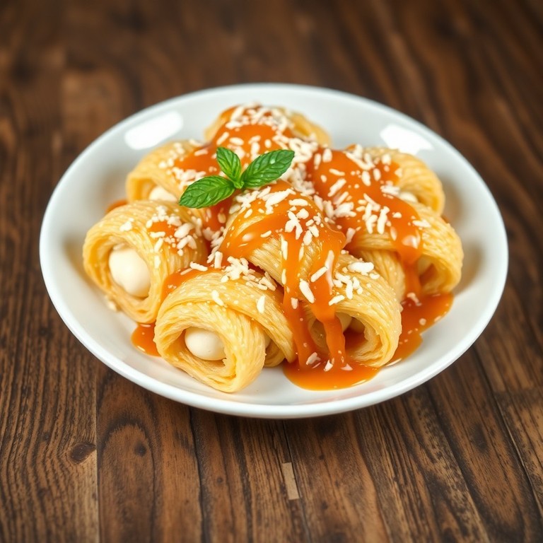Классический катаифи с белым шоколадом и кокосовой стружкой