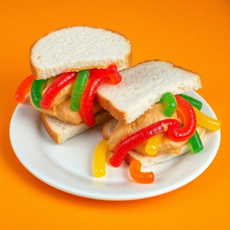 Peanut Butter & Gummy Worm Sandwich Delight