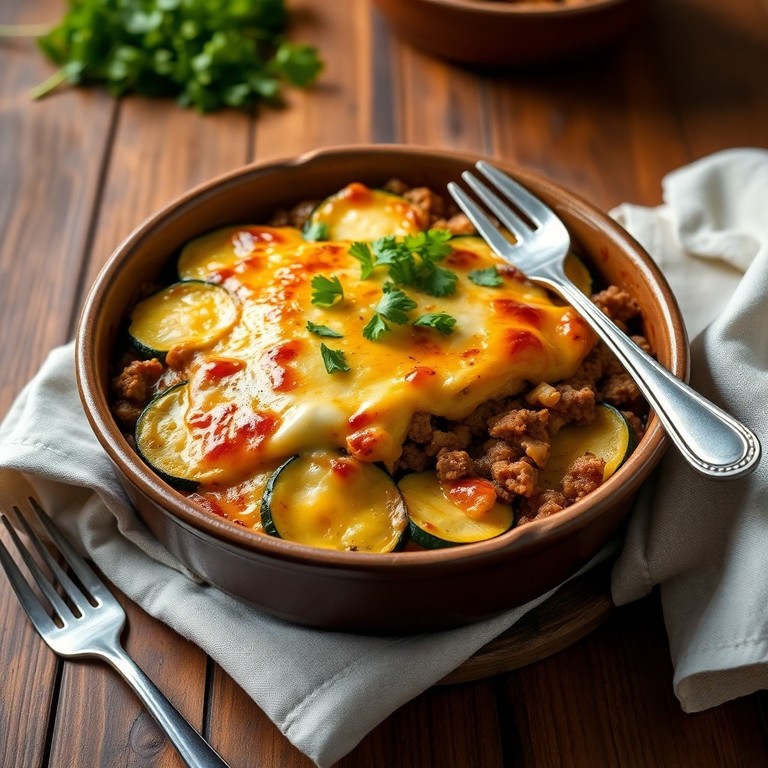 Keto Hackfleischauflauf mit Zucchini und Käse