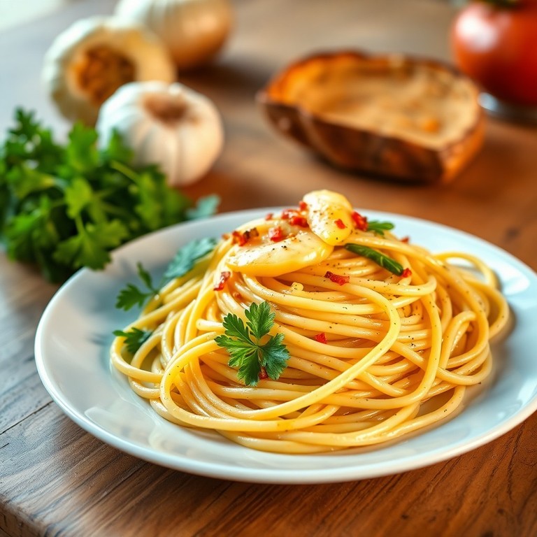 Spaghetti aglio e olio con cottura finale nel sugo
