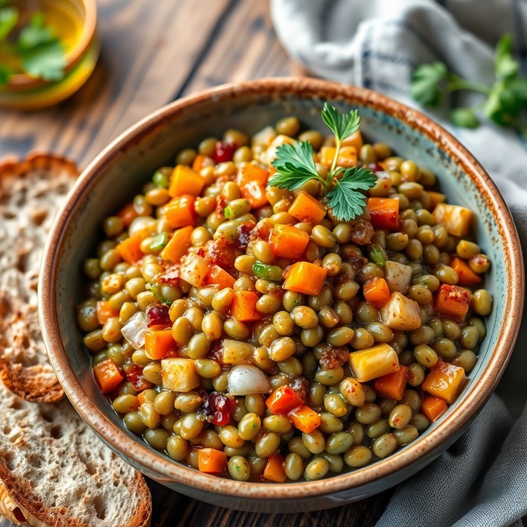 Salade de lentilles tiède aux épices douces