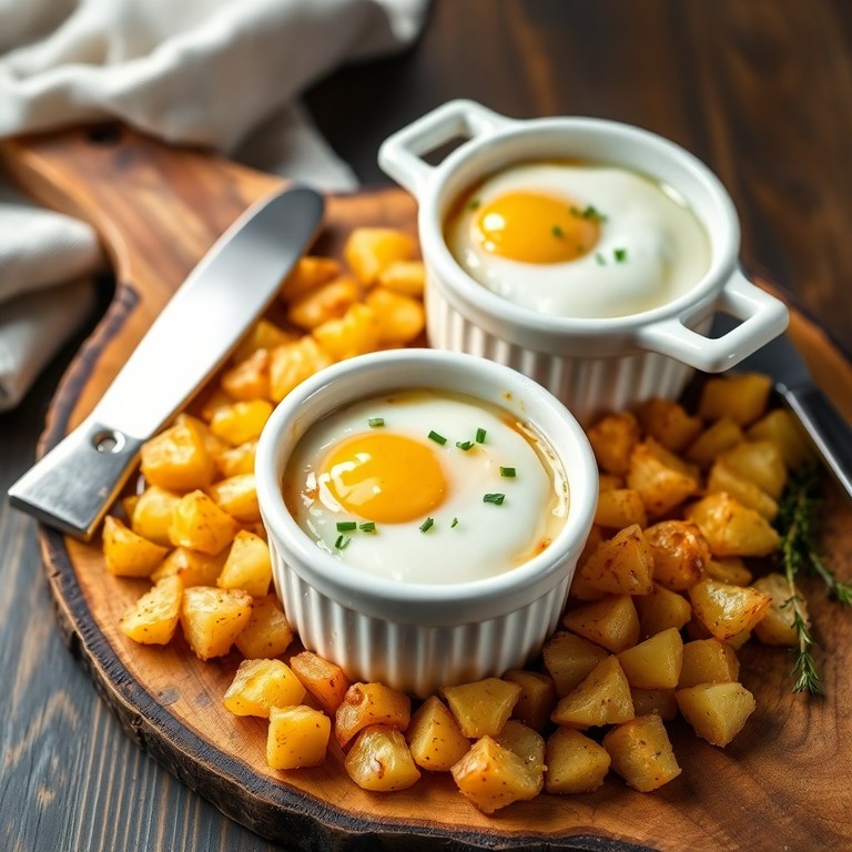 Oeufs cocotte aux pommes de terre croustillantes