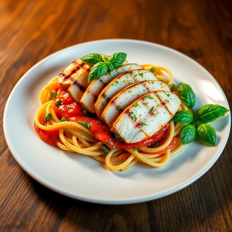 Pesto Arrabbiata met Gegrilde Kipfilet