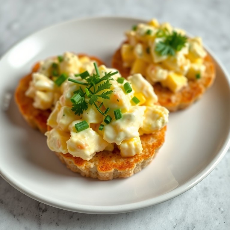 Klassieke Eiersalade met Mayonaise op Rijstwafel