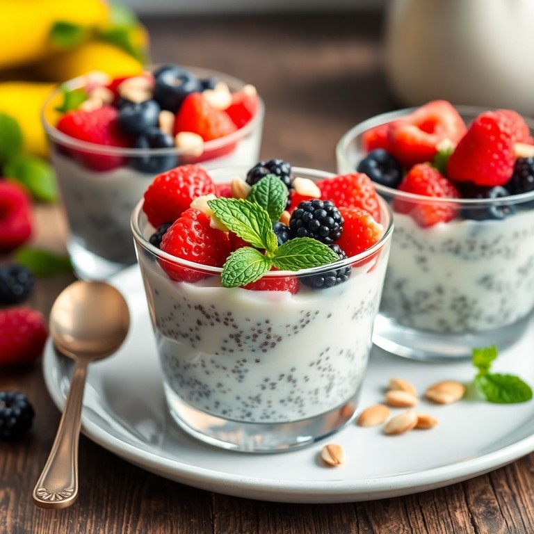 Veganes Chia-Pudding mit Beeren und Kokosjoghurt-Note