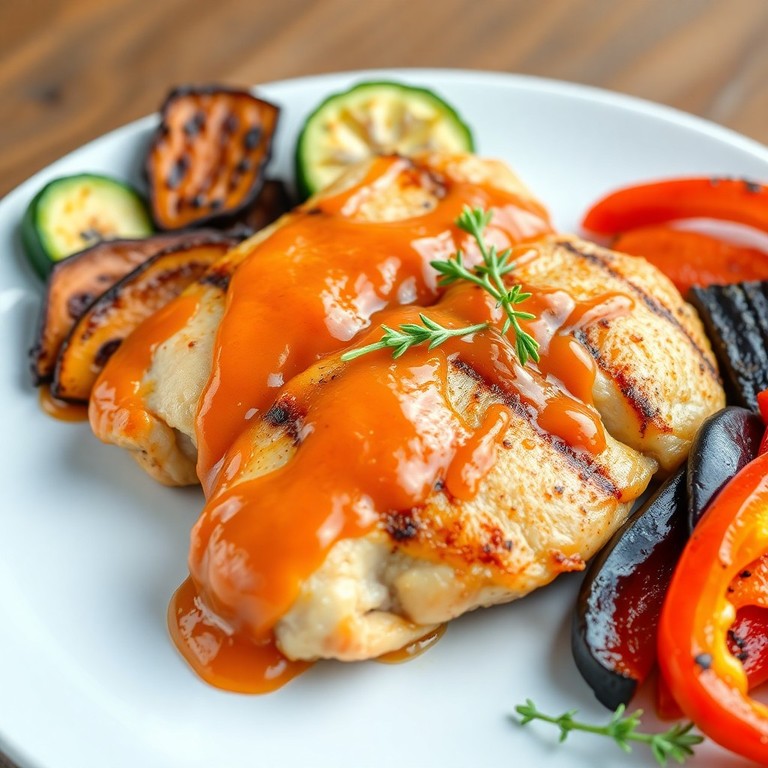 Filé de Frango ao Molho de Laranja com Legumes Grelhados
