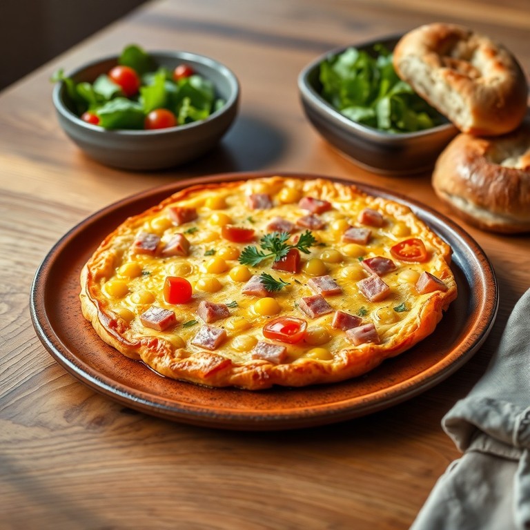 Tortilla de maíz dulce con jamón y tomate