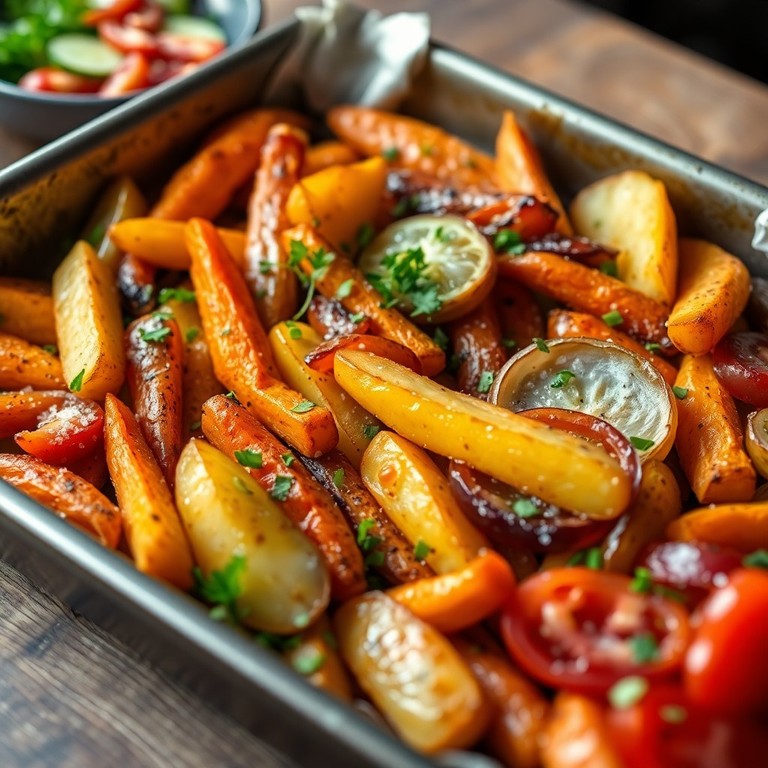 Запеченный картофель с морковью и луком