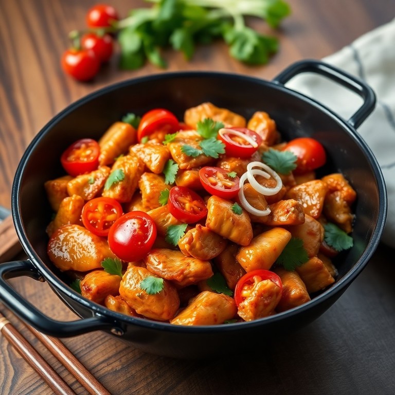 Stir-fry Épicé au Poulet et Tomates Cherry