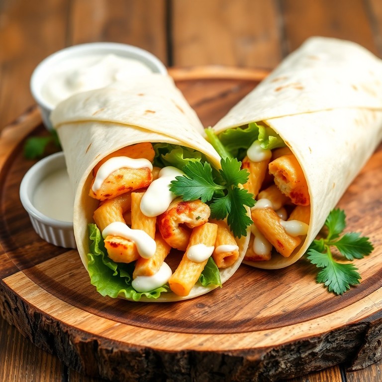 Wrap de Pasta y Mayonesa con Pollo y Lechuga